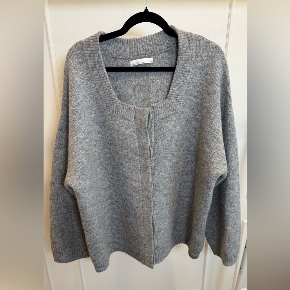 OAK + FORT Gray Cardigan Sweater with button Closure